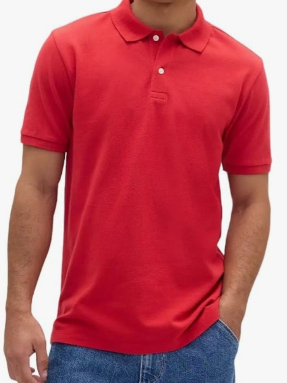 GAP Pique Polo Mens Size Medium Red Short-Sleeve Polo